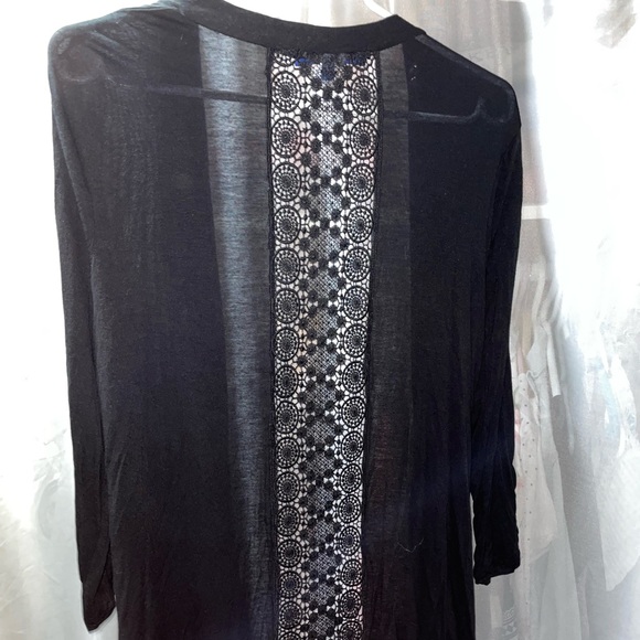 Apt 9 long black cardigan with lace detail - Picture 2 of 3